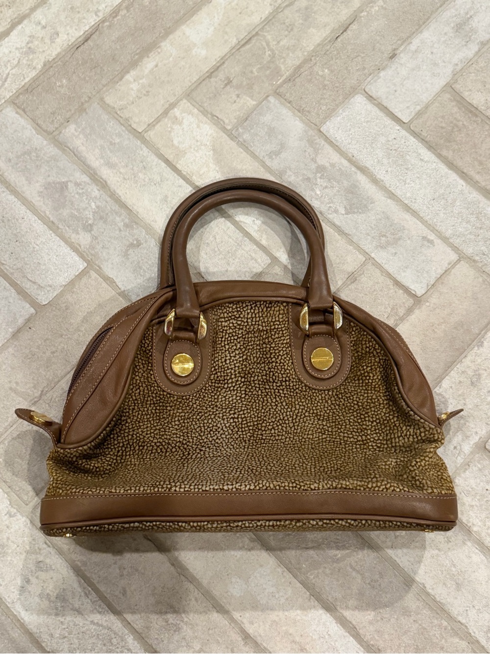 Vintage Borbonese Partridge Eye Dome Satchel Made in Italy - Picture 9 of 13